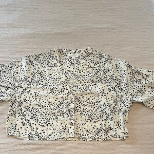 Women's Cream and Black Printed Top